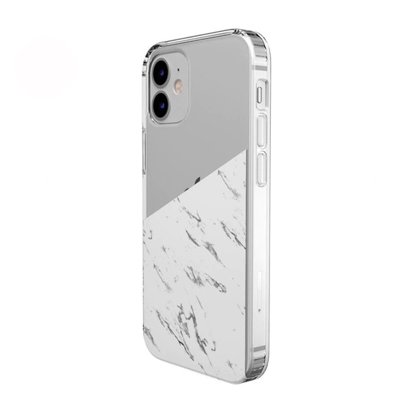 CASELY | Let's Split | Half White Clear Marble Clear Case | iPhone 12 / 12 Pro - Picture 5 of 9